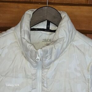 Zelos Womens Vest Puffer Quilted Camo Print Full Zip Stand Collar Size L